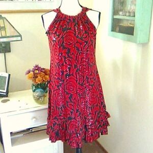 J.B.S. Sparkly Red and Black Swing Dress